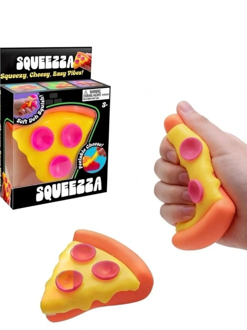 Authentic Schylling NeeDoh SQUEEZZA Pizza 🍕Orange/Yellow/Pink 🧡💛🩷 Soft Doh NEW